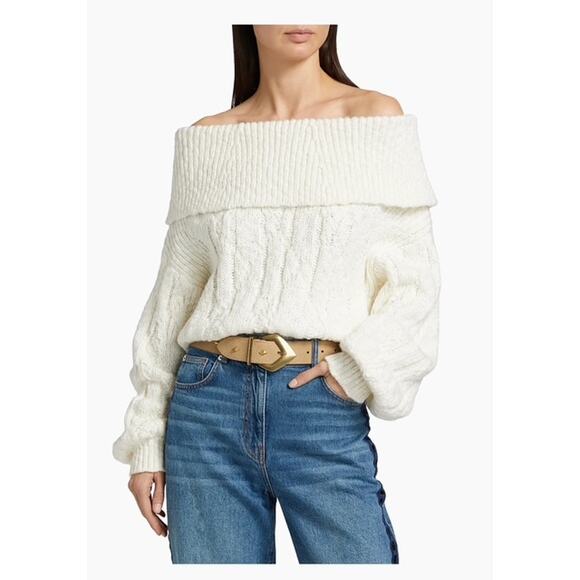 IRO Glenda Chunky Off the Shoulder Sweater in Ecru S - Picture 1 of 3